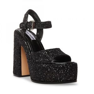 Steve Madden Black Glitter Platform Sweets heels